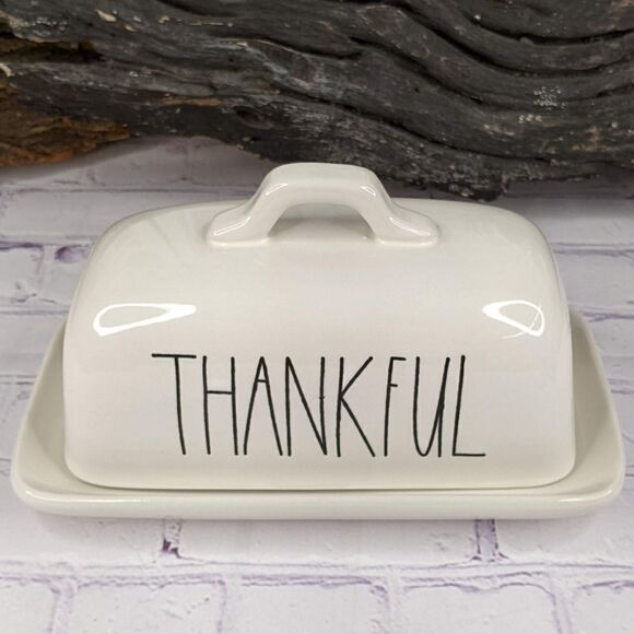 Rae Dunn THANKFUL Ceramic Butter Dish - Picture 1 of 4
